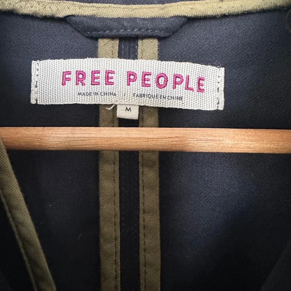 Free People Ella Sergeant Military Jacket Washed Black - Size M - Picture 7 of 9